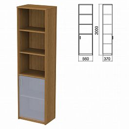 Шкаф полузакрытый ЧАСТЬ 1 "Арго", 560х370х2000 мм, дверь, 4 полки, орех - Фото предпросмотра