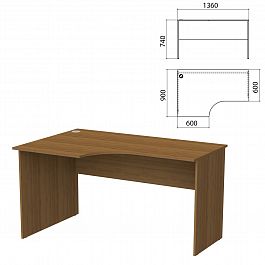 Стол письменный эргономичный "Бюджет", 1360х900х740 мм, левый, орех французский, 402662-190 - Фото предпросмотра