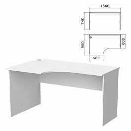 Стол письменный эргономичный "Бюджет" 1360х900х740 мм, левый, белый, 402662-290 - Фото предпросмотра