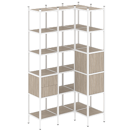 Loft Угловой внутренний стеллаж наборный VR.L-35 Дуб аттик/Белый металл 1278*862*2280 - Фото предпросмотра