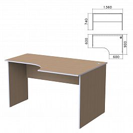 Стол письменный эргономичный "Бюджет", 1360х900х740 мм, правый, орех онтарио, 402663-160 - Фото предпросмотра