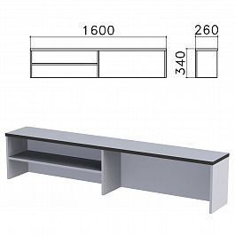 Надстройка для стола письменного "Монолит", 1600х260х340 мм, 1 полка, цвет серый, НМ39.11 - Фото предпросмотра