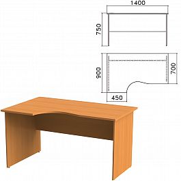 Стол письменный эргономичный "Фея", 1400х900х750 мм, левый, цвет орех милан, СФ07.5 - Фото предпросмотра