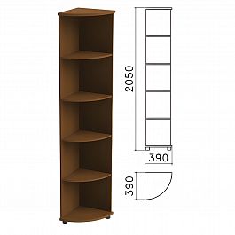 Шкаф (стеллаж) угловой "Монолит", 390х390х2050 мм, 4 полки, цвет орех гварнери, УМ46.3 - Фото предпросмотра
