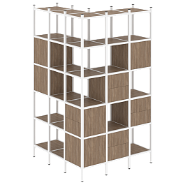 Loft Угловой внешний стеллаж наборный VR.L-53 Дуб аризона/Белый металл 1278*1278*2280 - Фото предпросмотра