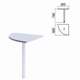 Стол приставной угловой "Арго", 600х600 мм, БЕЗ ОПОРЫ, серый - Фото предпросмотра