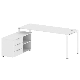 Metal System Р. ст. с тумбой на П-образном м/к БП.РС-СТС-2.5 (L) Белый/Белый металл 1900*1520*750 - Фото предпросмотра