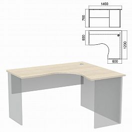 Стол компактный ЧАСТЬ 1 "Арго", 1400х1200х760 мм, правый, ясень шимо - Фото предпросмотра