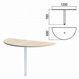 Стол приставной полукруг "Арго", 1200х600 мм, БЕЗ ОПОРЫ, ясень шимо - Фото предпросмотра