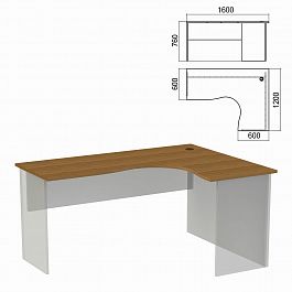 Стол компактный ЧАСТЬ 1 "Арго", 1600х1200х760 мм, правый, орех - Фото предпросмотра