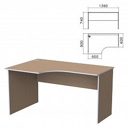 Стол письменный эргономичный "Бюджет", 1360х900х740 мм, левый, орех онтарио, 402662-160 - Фото предпросмотра