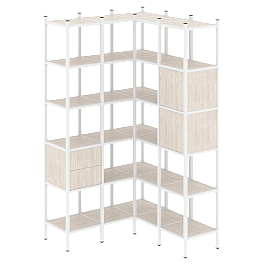 Loft Угловой внутренний стеллаж наборный VR.L-34 Денвер светлый/Белый металл 1278*1278*2280 - Фото предпросмотра