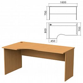 Стол письменный эргономичный "Монолит", 1600х900х750 мм, левый, цвет бук бавария, СМ7.1 - Фото предпросмотра