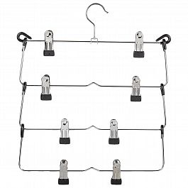 Вешалка-плечики качели, 4 секции, металлическая, с клипсами для юбок и брюк, BRABIX, 607472 - Фото предпросмотра