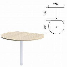 Стол приставной полукруг "Арго", 1050х910 мм, БЕЗ ОПОРЫ, ясень шимо - Фото предпросмотра