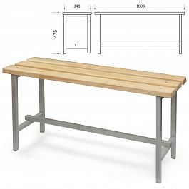 Скамья деревянная на металлокаркасе П-13Д (1000х340х475 мм) - Фото предпросмотра