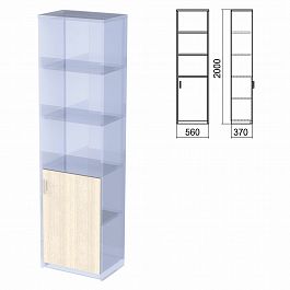 Шкаф полузакрытый ЧАСТЬ 2 "Арго", 560х370х2000 мм, дверь, 4 полки, ясень шимо - Фото предпросмотра