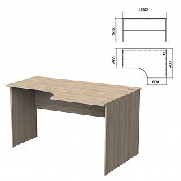 Стол письменный эргономичный "Бюджет", 1360х900х740 мм, правый, дуб сонома, 402663-091 - Фото предпросмотра