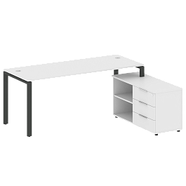 Metal System Р. ст. с тумбой на П-образном м/к БП.РС-СТС-2.5 (R) Белый/Антрацит металл 1900*1520*750 - Фото предпросмотра