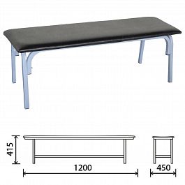 Банкетка без спинки "Астрид", 1200х450х415 мм, серый каркас, кожзам черный - Фото предпросмотра