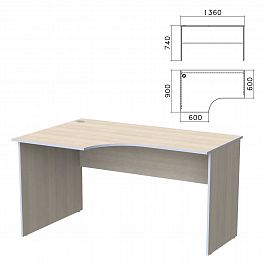 Стол письменный эргономичный "Бюджет", 1360х900х740 мм, левый, дуб шамони светлый, 402662-430 - Фото предпросмотра