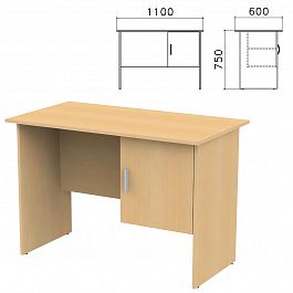 Стол письменный "Канц", 1100х600х750 мм, тумба с дверью, цвет бук невский, СК26.10 - Фото предпросмотра