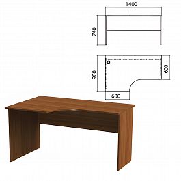 Стол письменный эргономичный "Эко", 1400х900х740 мм, левый, орех, 400748-19 - Фото предпросмотра
