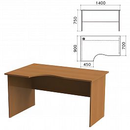 Стол письменный эргономичный "Монолит", 1400х900х750 мм, левый, цвет орех гварнери, СМ5.3 - Фото предпросмотра