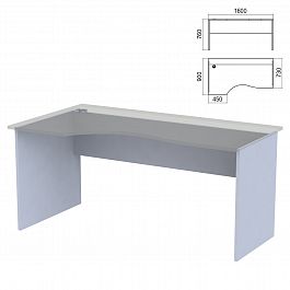 Стол эргономичный ЧАСТЬ 2 "Арго", 1600х900х760 мм, левый/правый, серый - Фото предпросмотра