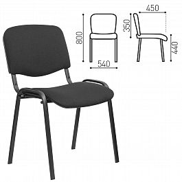 Стул для персонала и посетителей "ИЗО", черный каркас, ткань черная, В-14/С-11 - Фото предпросмотра